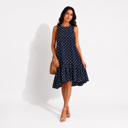 Fashion printed polka dot ruffled dress