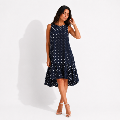 Fashion printed polka dot ruffled dress